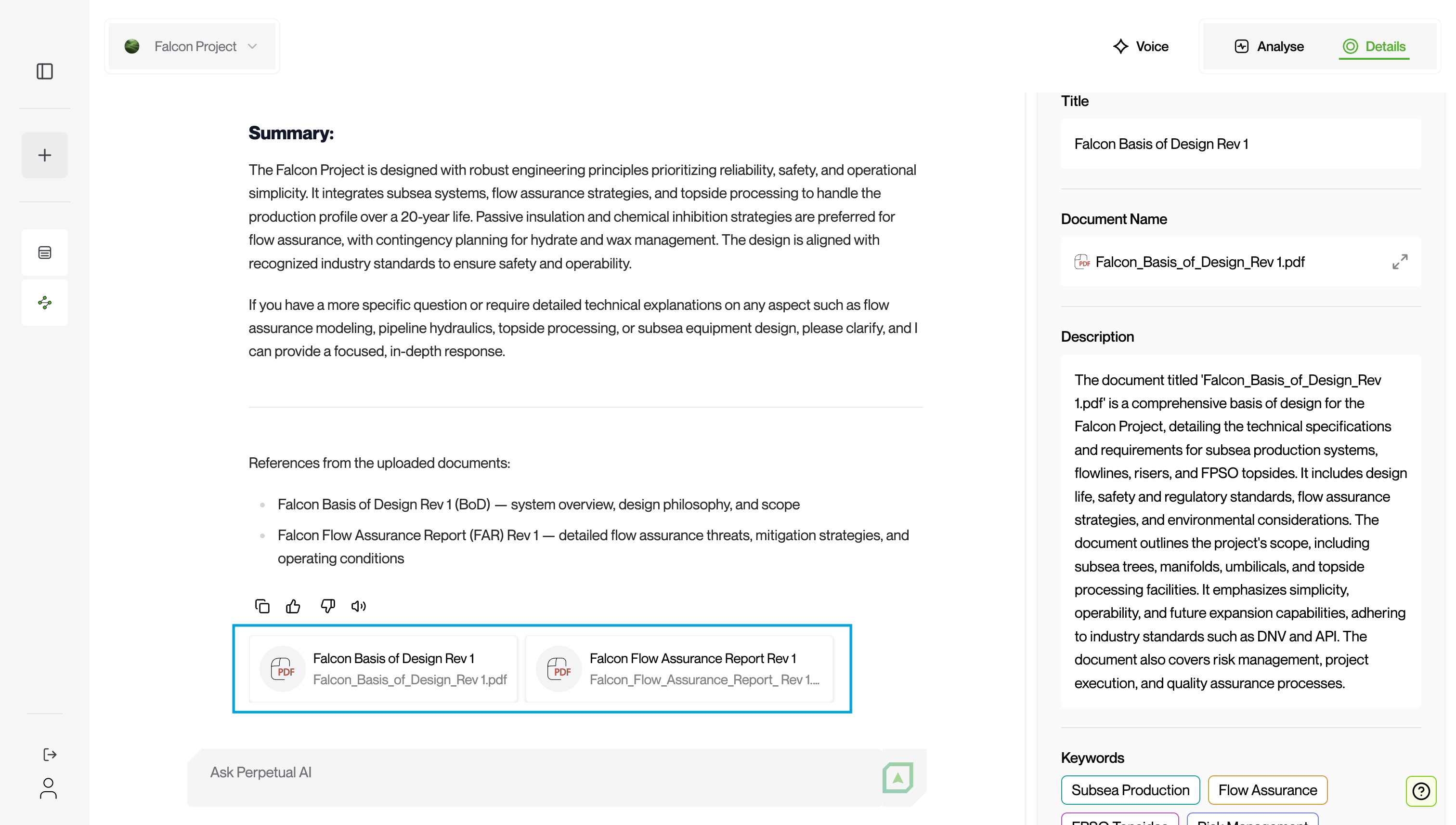 FileTile at bottom of chat answer.